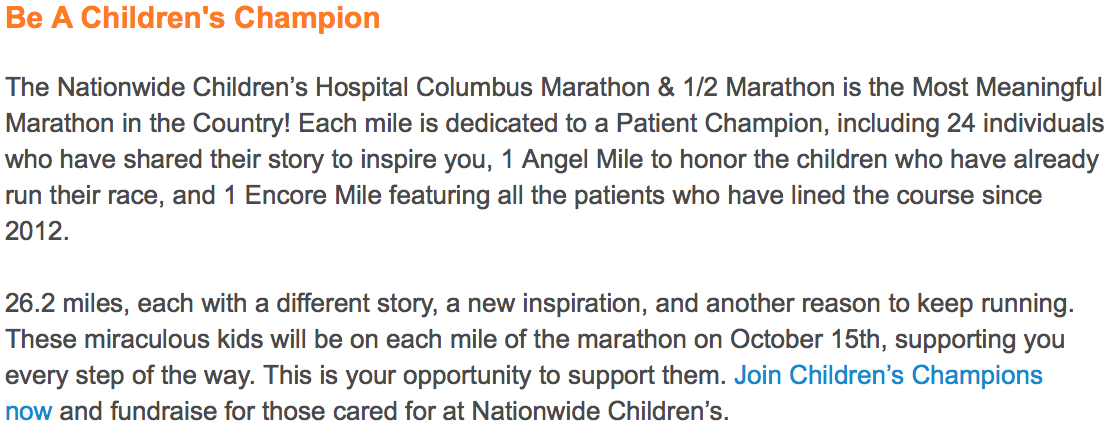 Meaningful Miles  Nationwide Children's Hospital Columbus Marathon